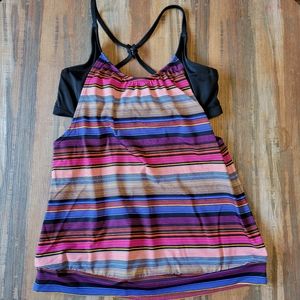 Athleta Racerback Tank Top W/Bra Sz 36B 36C Yoga Workout Pilates